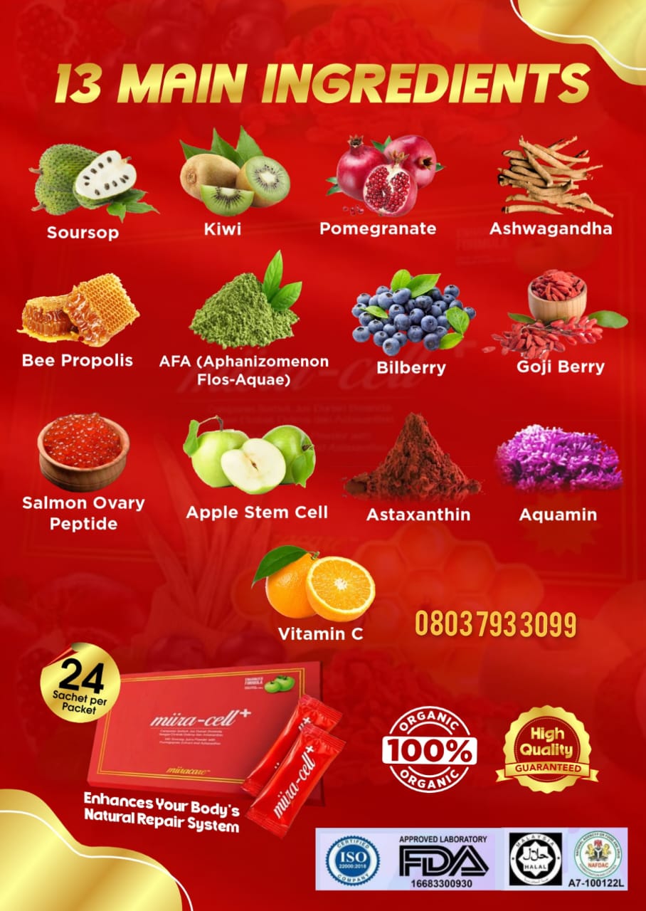 picture of Miira-Cell+ with main Ingredients